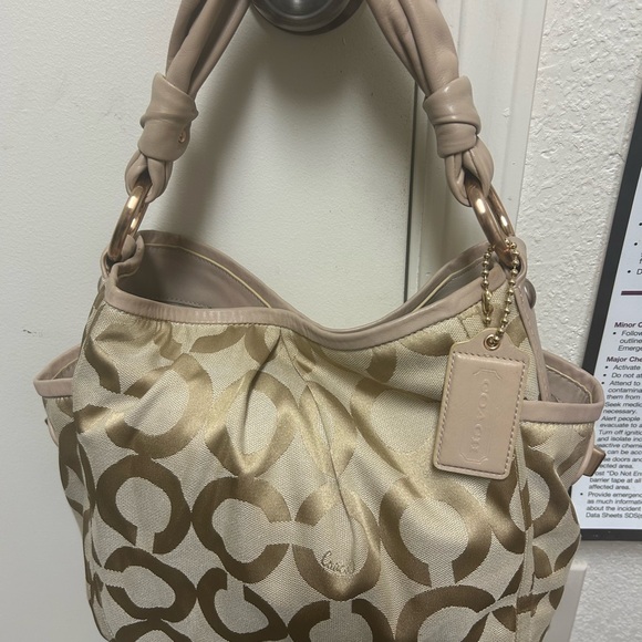 Coach Beige Canvas and Leather Op Art Parker Hobo bag - Picture 1 of 12